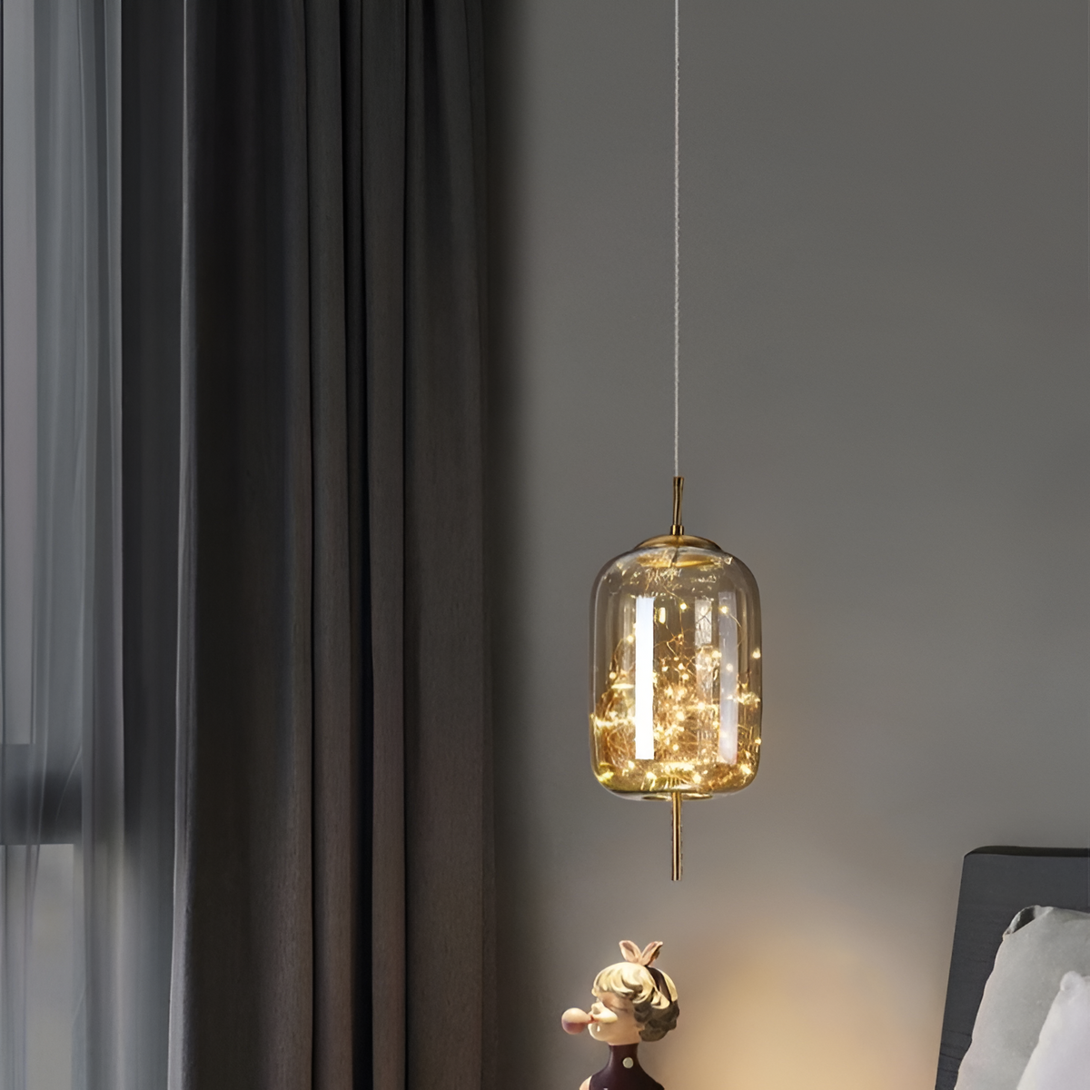Amber smoked glass pendant – view 8