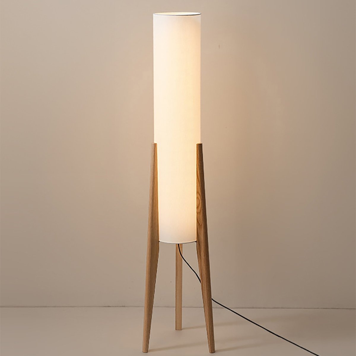 Japandi solid walnut floor lamp with fabric shade by BROKLEN – view 11