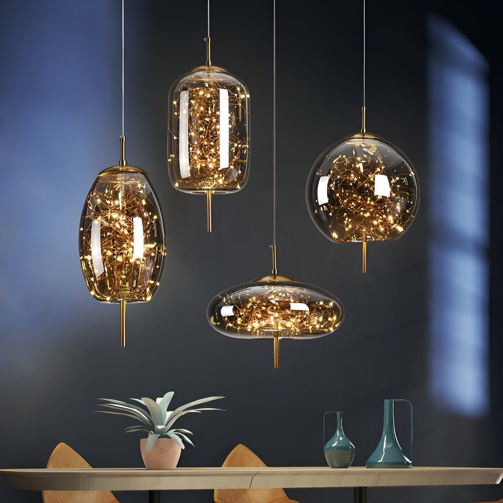 Amber smoked glass pendant – view 2