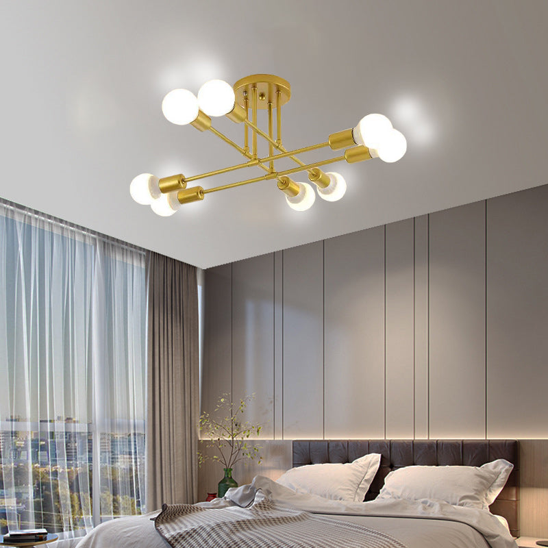 Sputnik semi flush mount chandelier in black and gold by BROKLEN – view 4