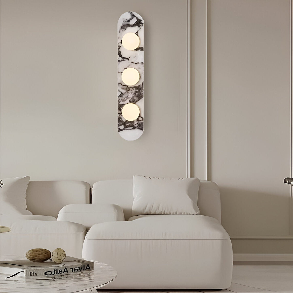 Marble wall light with round light points – Japandi wall sconce by BROKLEN – view 6