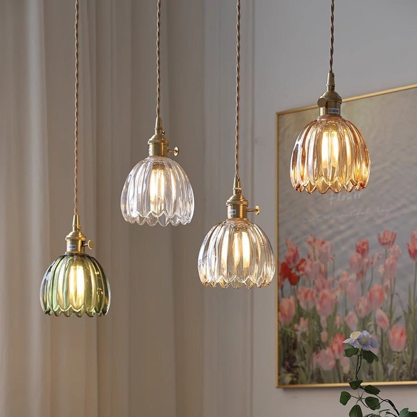 Japanese ribbed glass mini pendant light by BROKLEN
