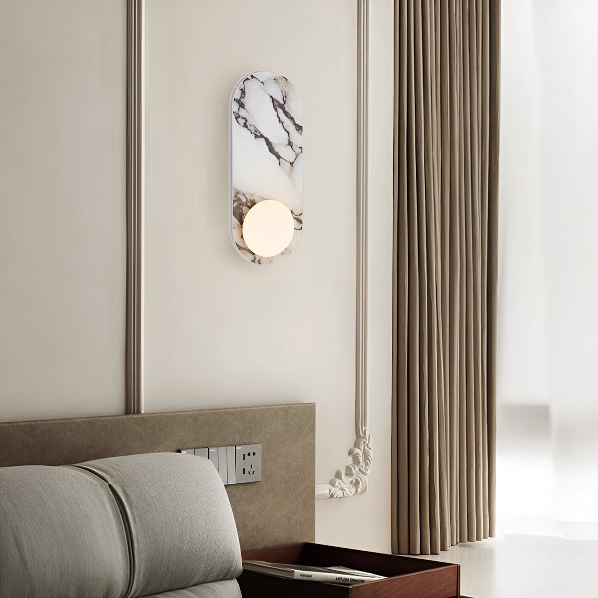 Marble wall light with round light points – Japandi wall sconce by BROKLEN – view 4