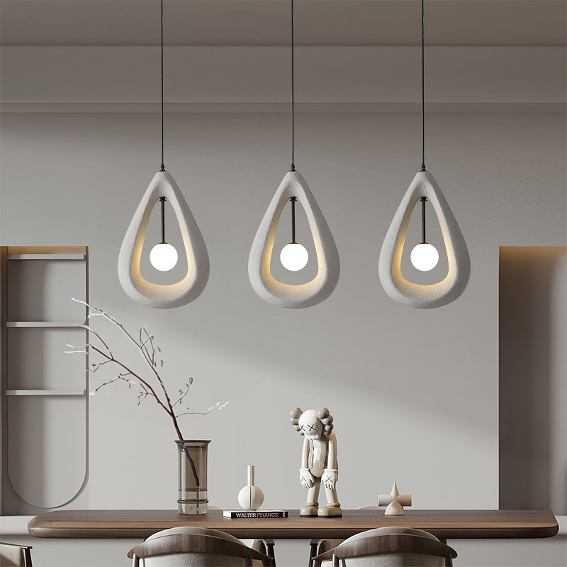 Japandi oval pendant light in white, grey and red by BROKLEN – view 4