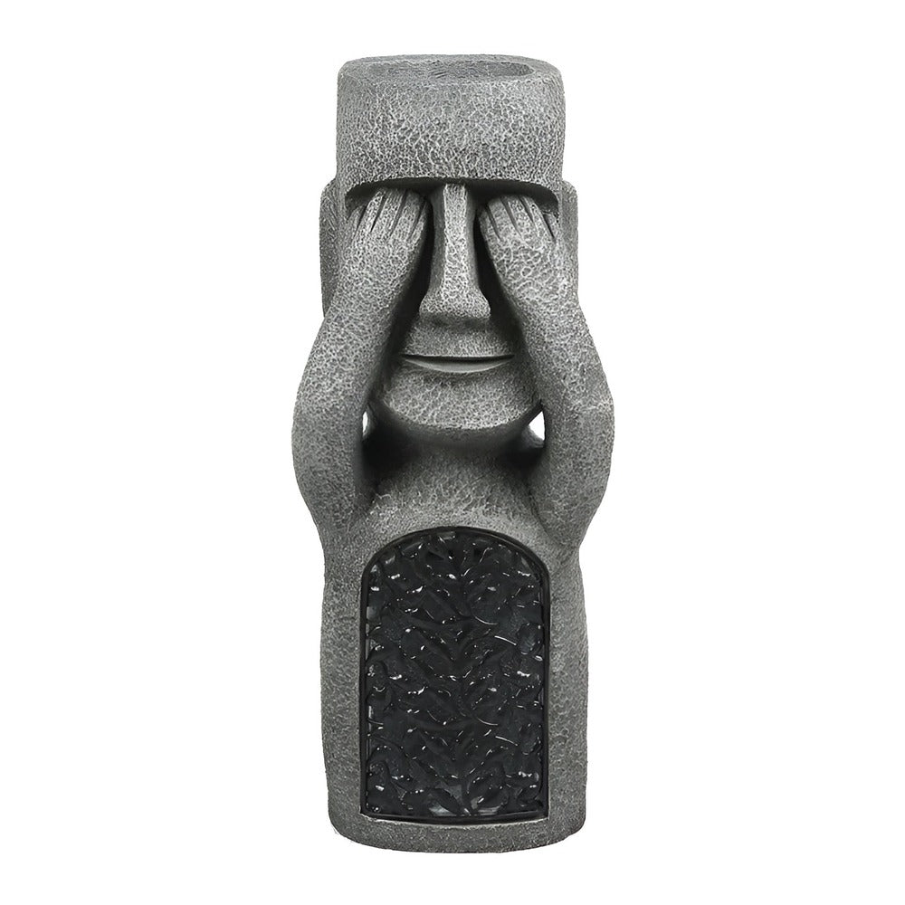 Solar stone-effect Easter Island style garden statue set by BROKLEN – view 3