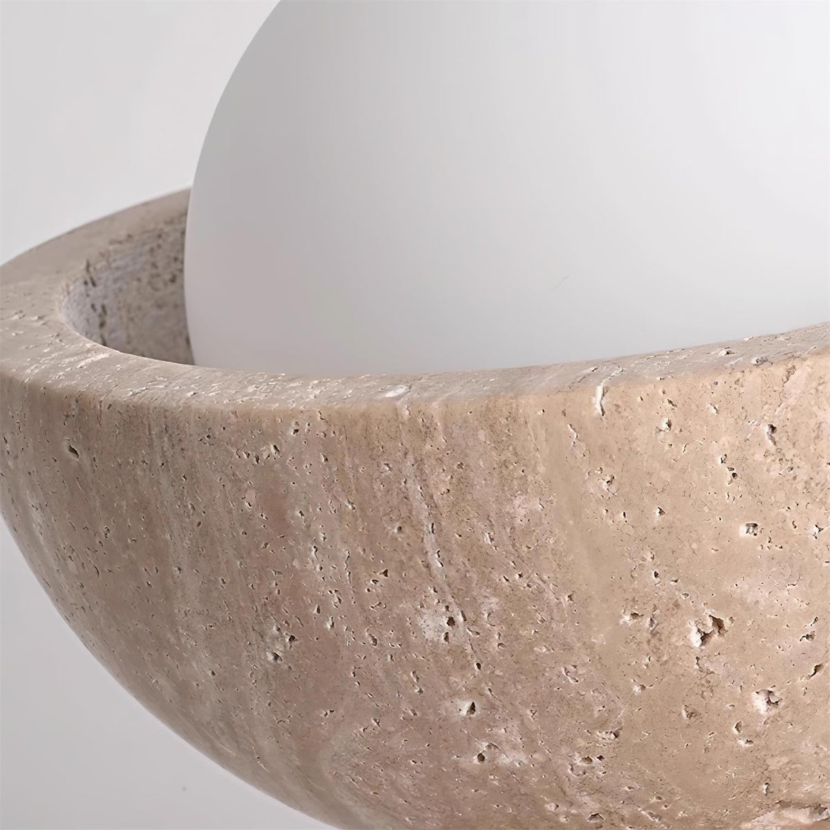 Travertine ceiling spotlight with white glass globe – E27 by BROKLEN – view 8