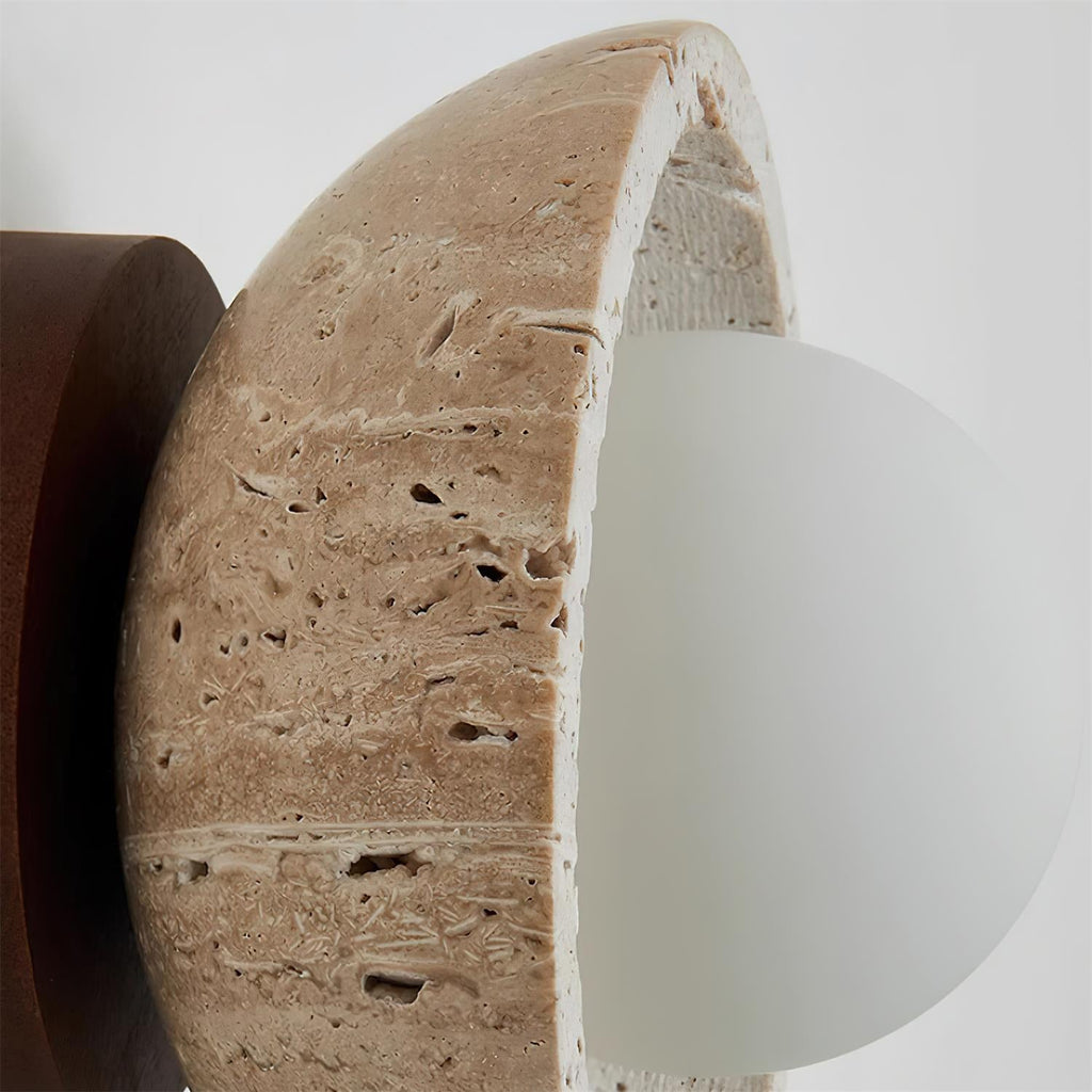 Travertine ceiling spotlight with white glass globe – E27 by BROKLEN – view 5