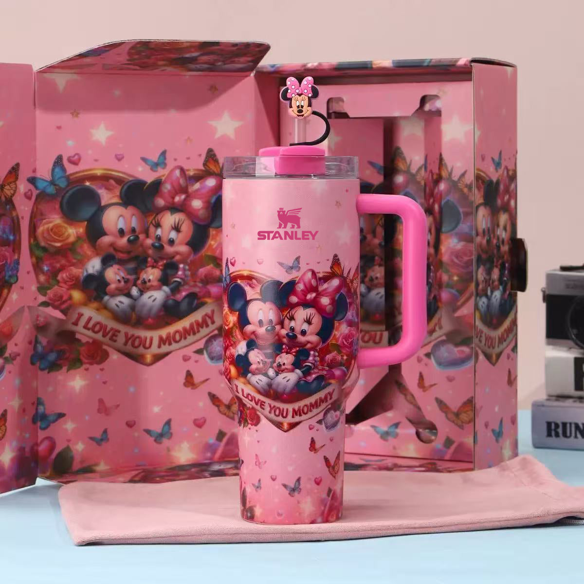 Mommy Love Tumbler - pink character insulated tumbler with gift box