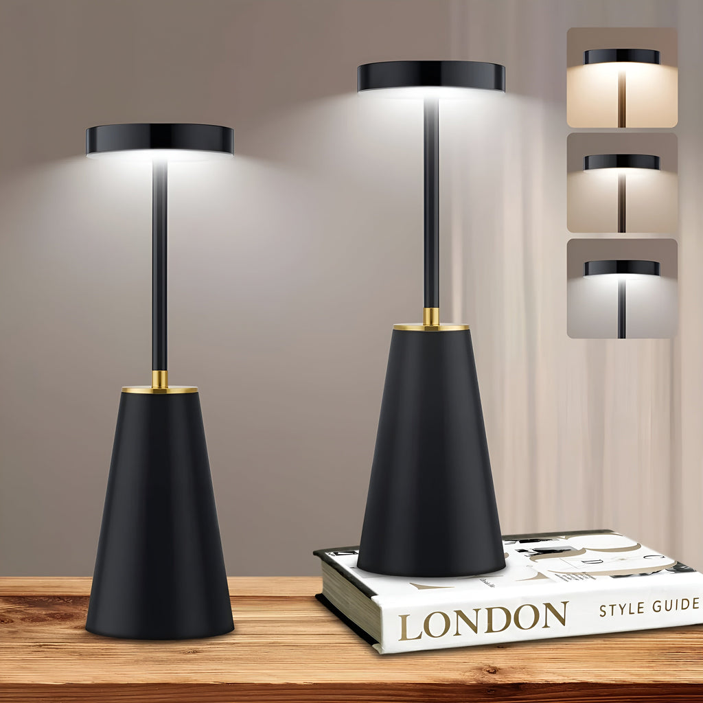 Rechargeable LED desk light with cone shaped stand by BROKLEN – view 2