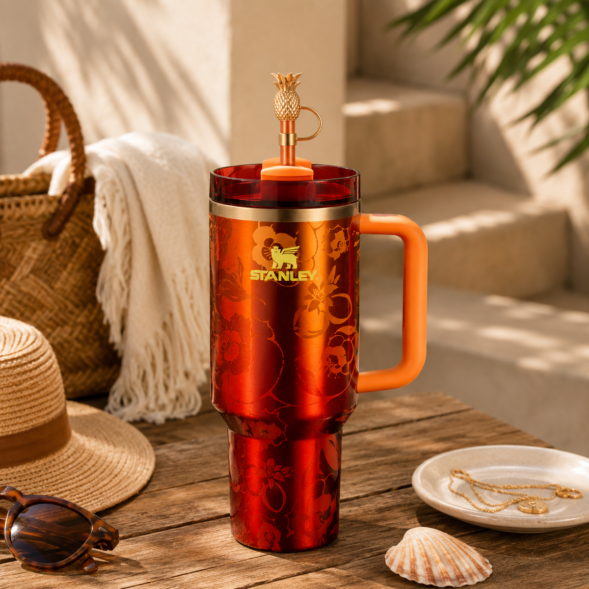 Sunset Bloom Tumbler - tropical floral tumbler, view 6