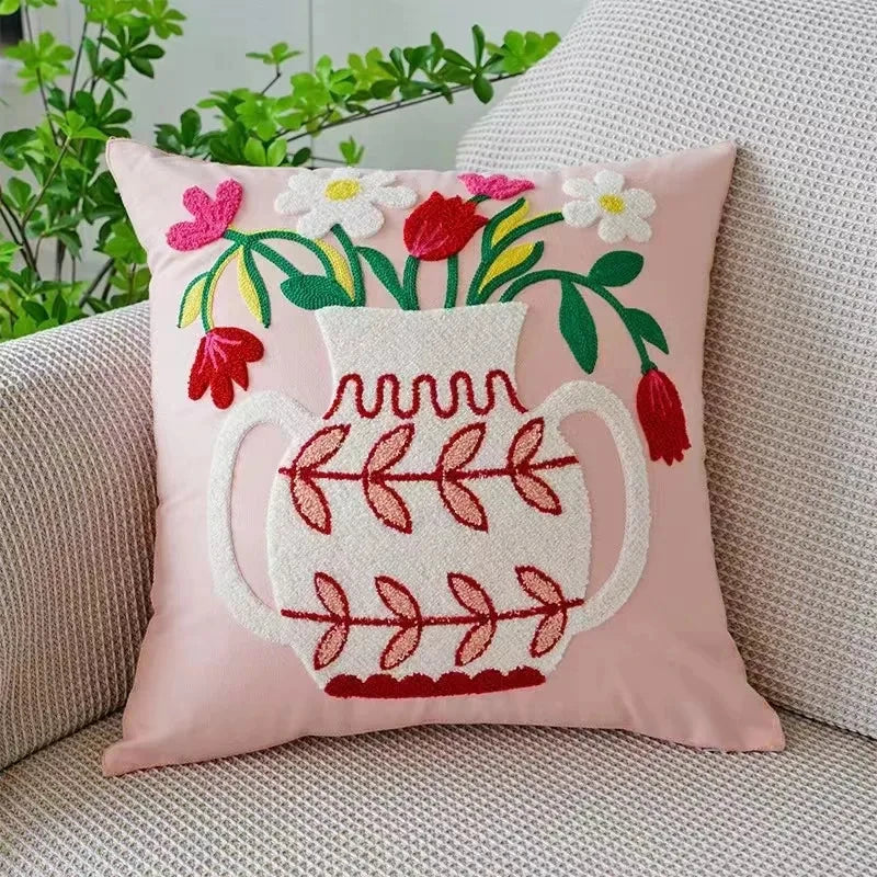 Embroidered floral tufted cushion cover by BROKLEN – view 17