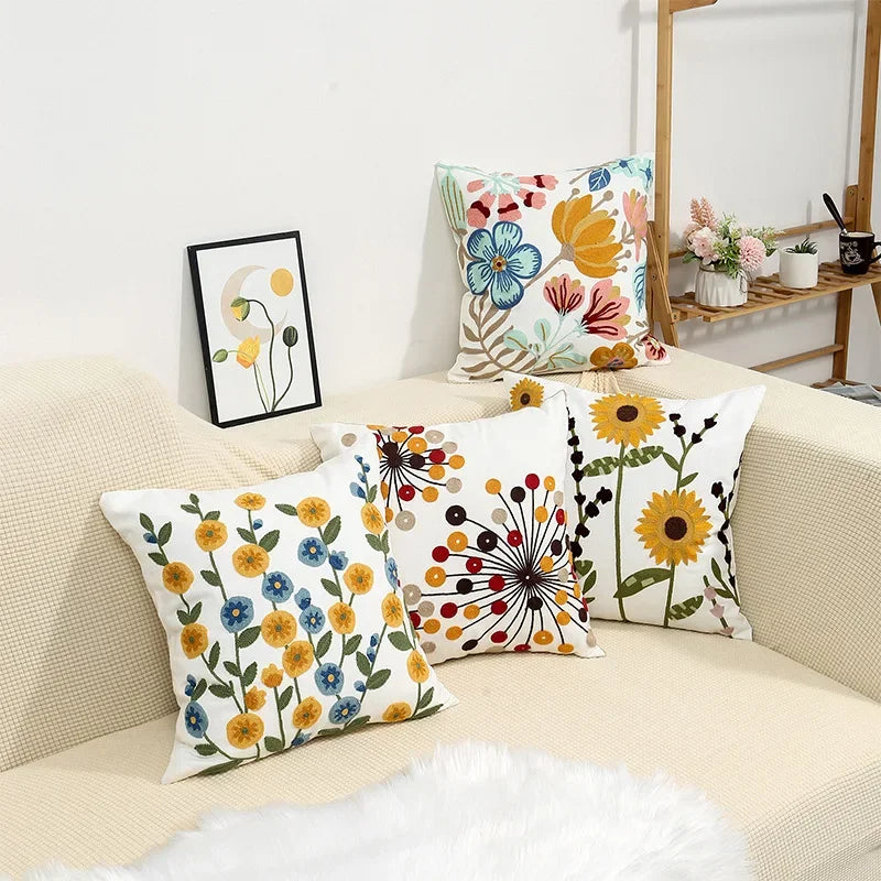 Embroidered floral tufted cushion cover by BROKLEN – view 4