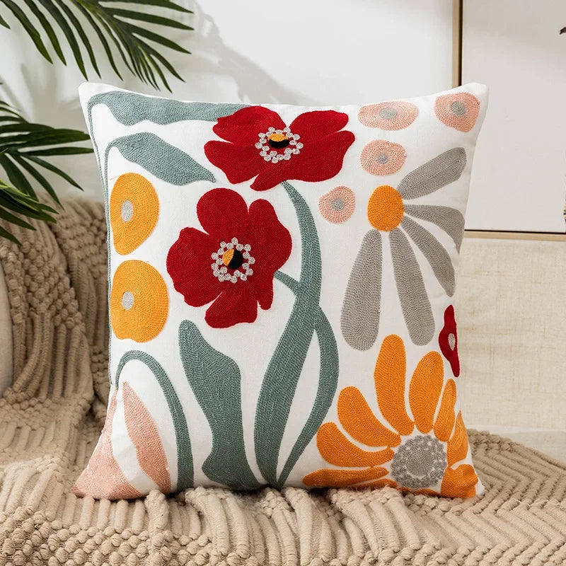 Embroidered floral tufted cushion cover by BROKLEN – view 3