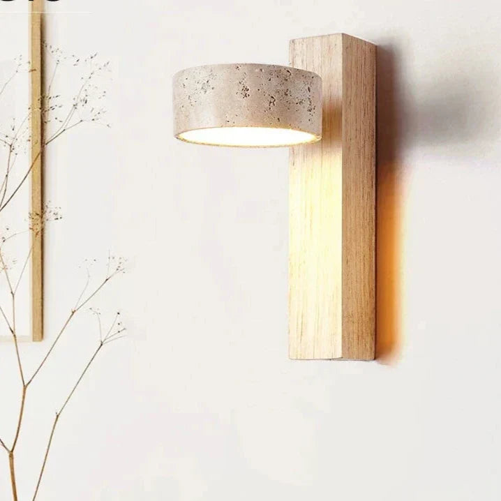Adjustable travertine and wood wall light – bedside reading wall lamp by BROKLEN – view 12