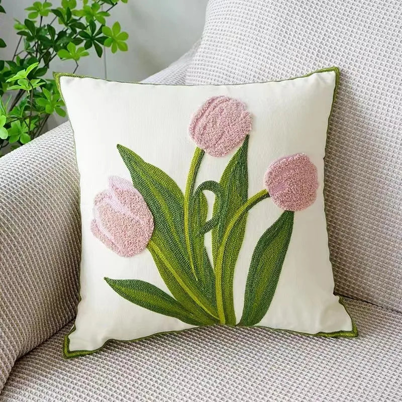 Embroidered floral tufted cushion cover by BROKLEN – view 13