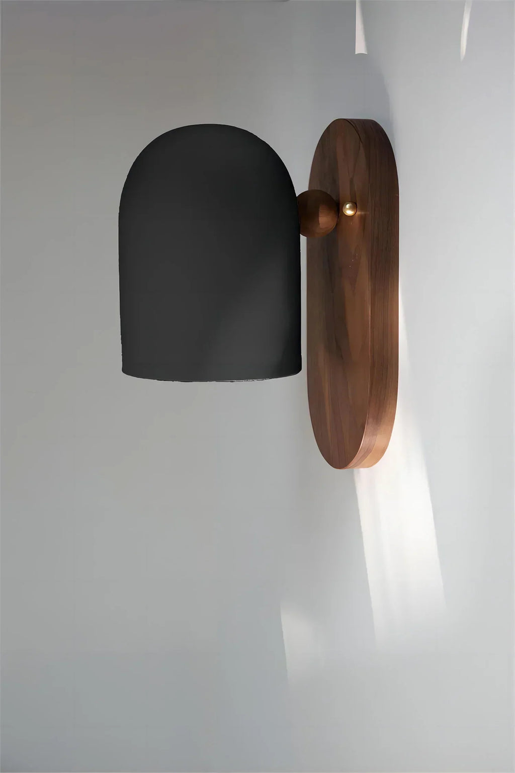 Walnut wood and iron linear wall sconce by BROKLEN – view 6