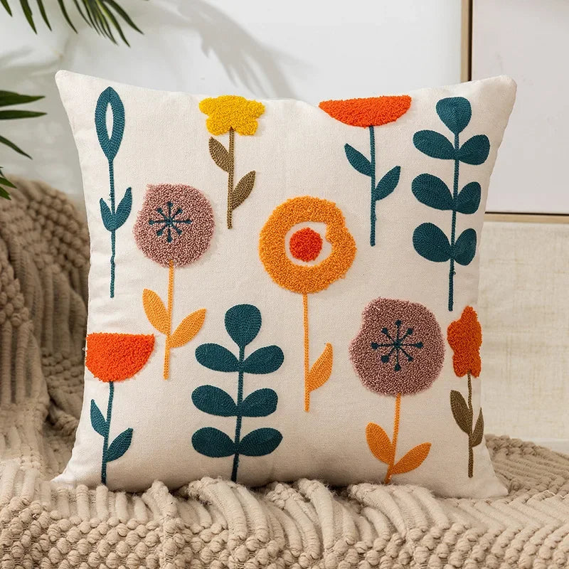 Embroidered floral tufted cushion cover by BROKLEN – view 2