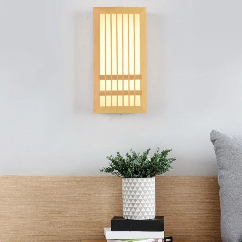 Japandi wooden slatted LED wall light by BROKLEN – view 10