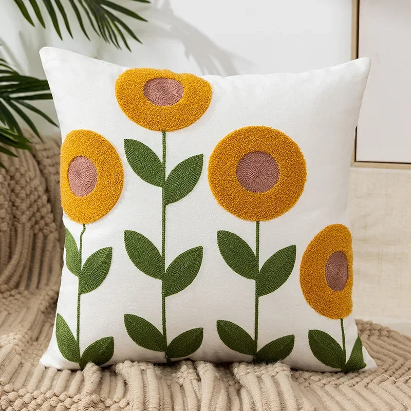 Embroidered floral tufted cushion cover by BROKLEN – view 6