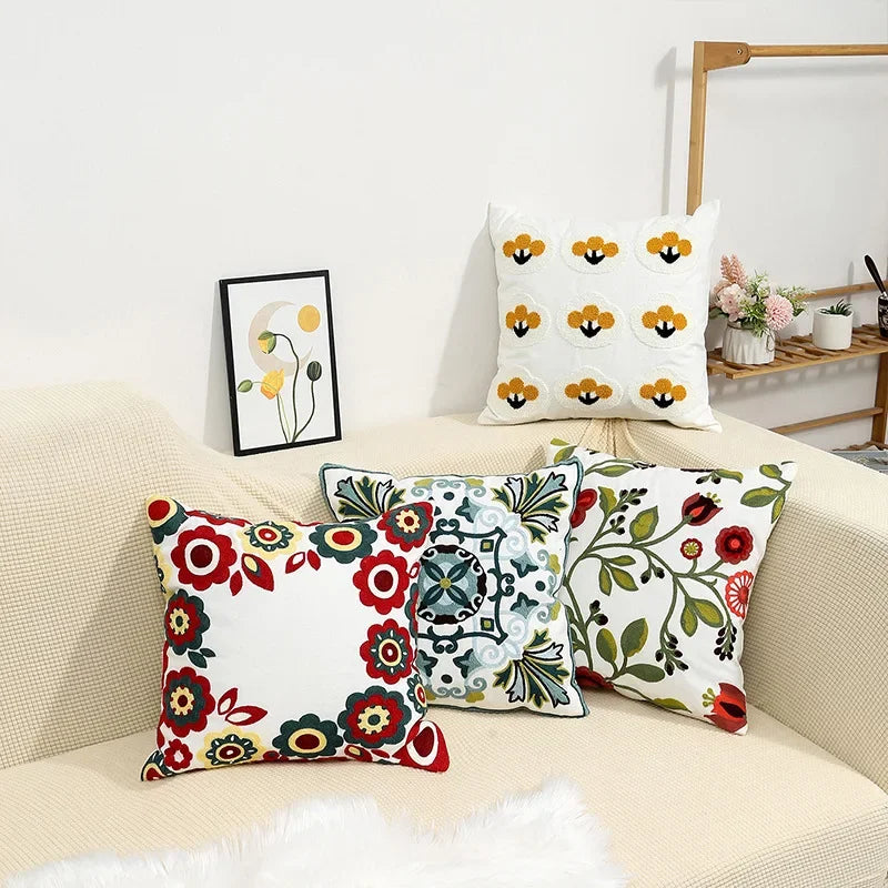 Embroidered floral tufted cushion cover by BROKLEN – view 5