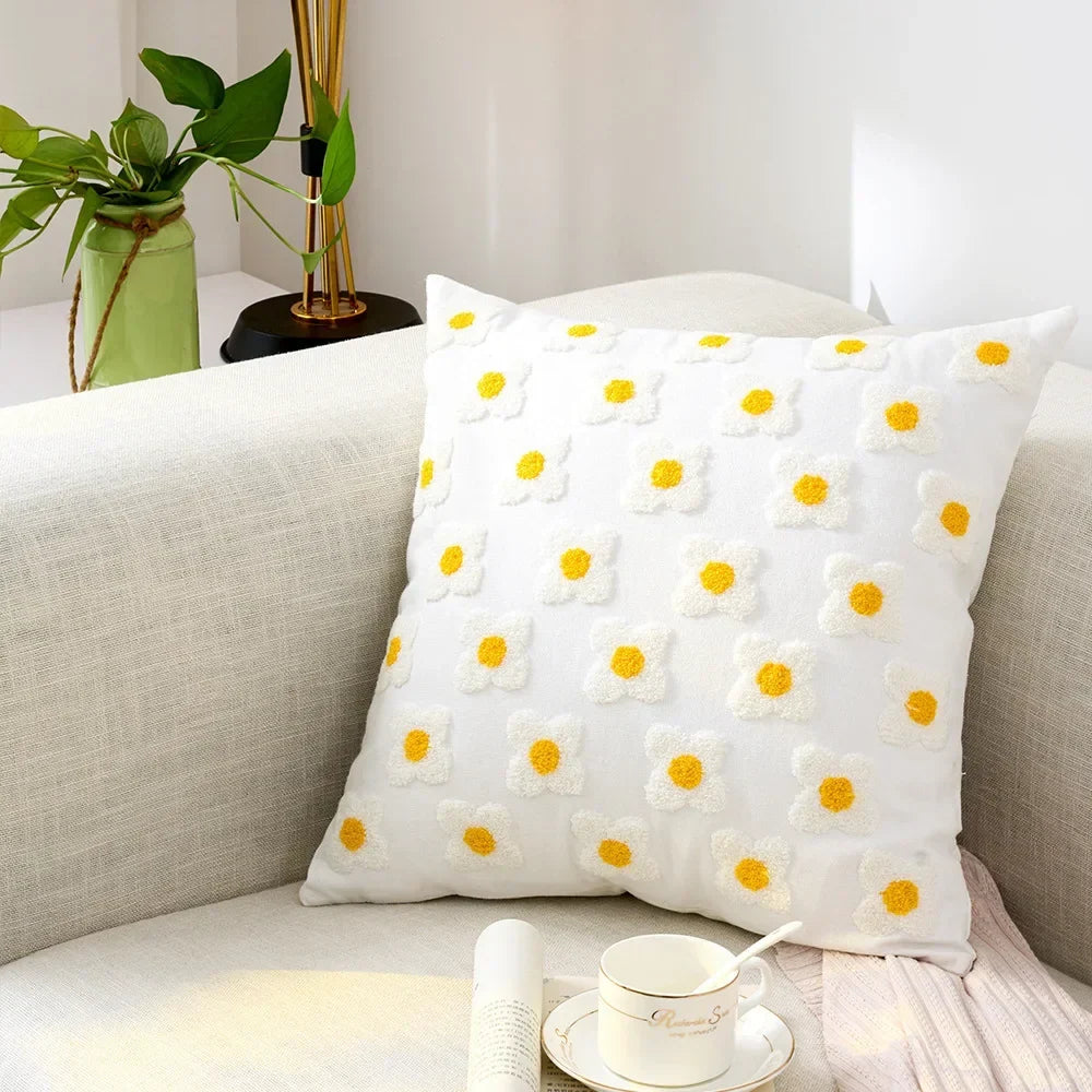 Embroidered floral tufted cushion cover by BROKLEN – view 15