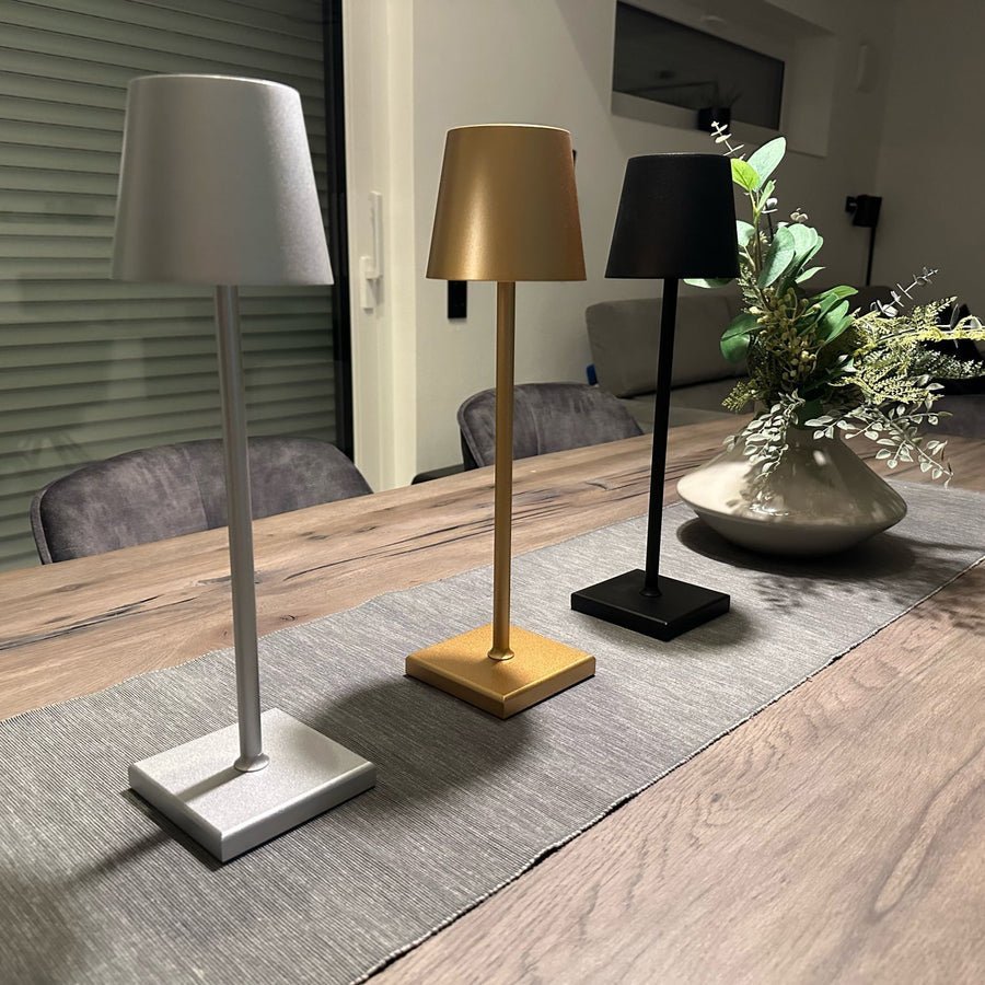 Cordless rechargeable Japandi table lamp in aluminium by BROKLEN – view 5