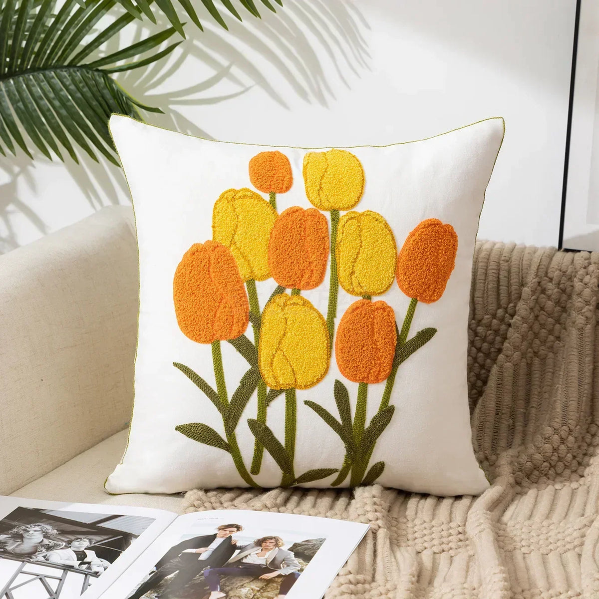 Embroidered floral tufted cushion cover by BROKLEN – view 11