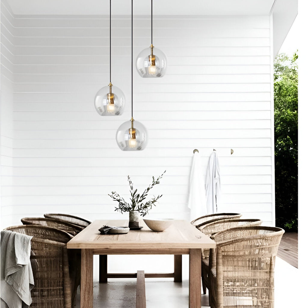 Ribbed glass globe pendant light in smoke grey, clear and cognac by BROKLEN – view 8