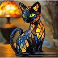 Artistic stained glass style cat table lamp by BROKLEN