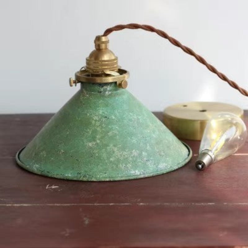 Vintage industrial cone metal pendant light by BROKLEN – view 8