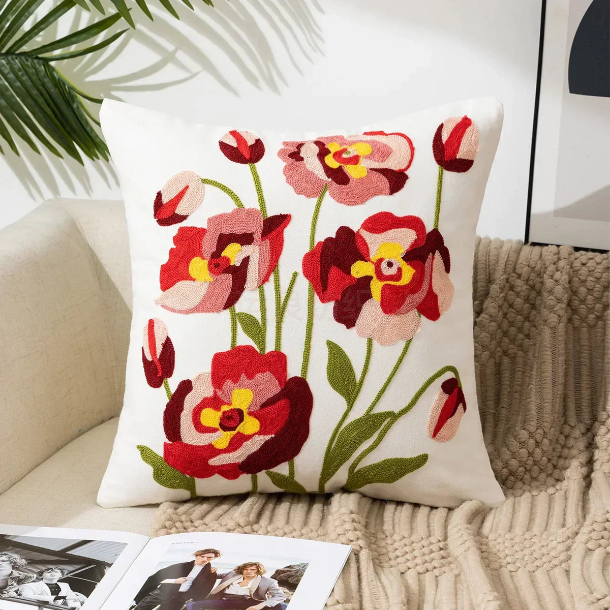 Embroidered floral tufted cushion cover by BROKLEN – view 23