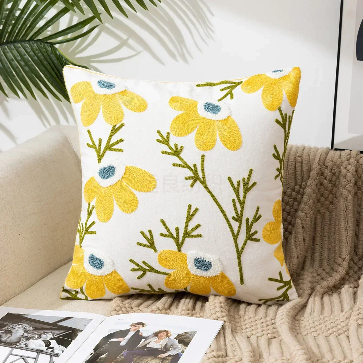 Embroidered floral tufted cushion cover by BROKLEN – view 21