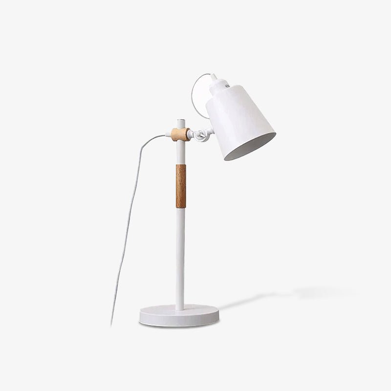 Scandinavian white desk lamp with wood accent by BROKLEN – view 27