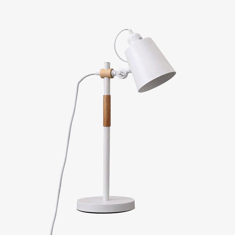 Scandinavian white desk lamp with wood accent by BROKLEN – view 28