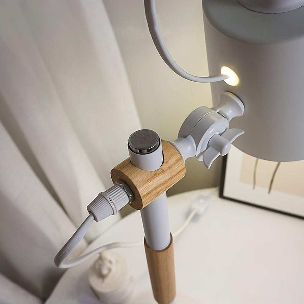 Scandinavian white desk lamp with wood accent by BROKLEN – view 23