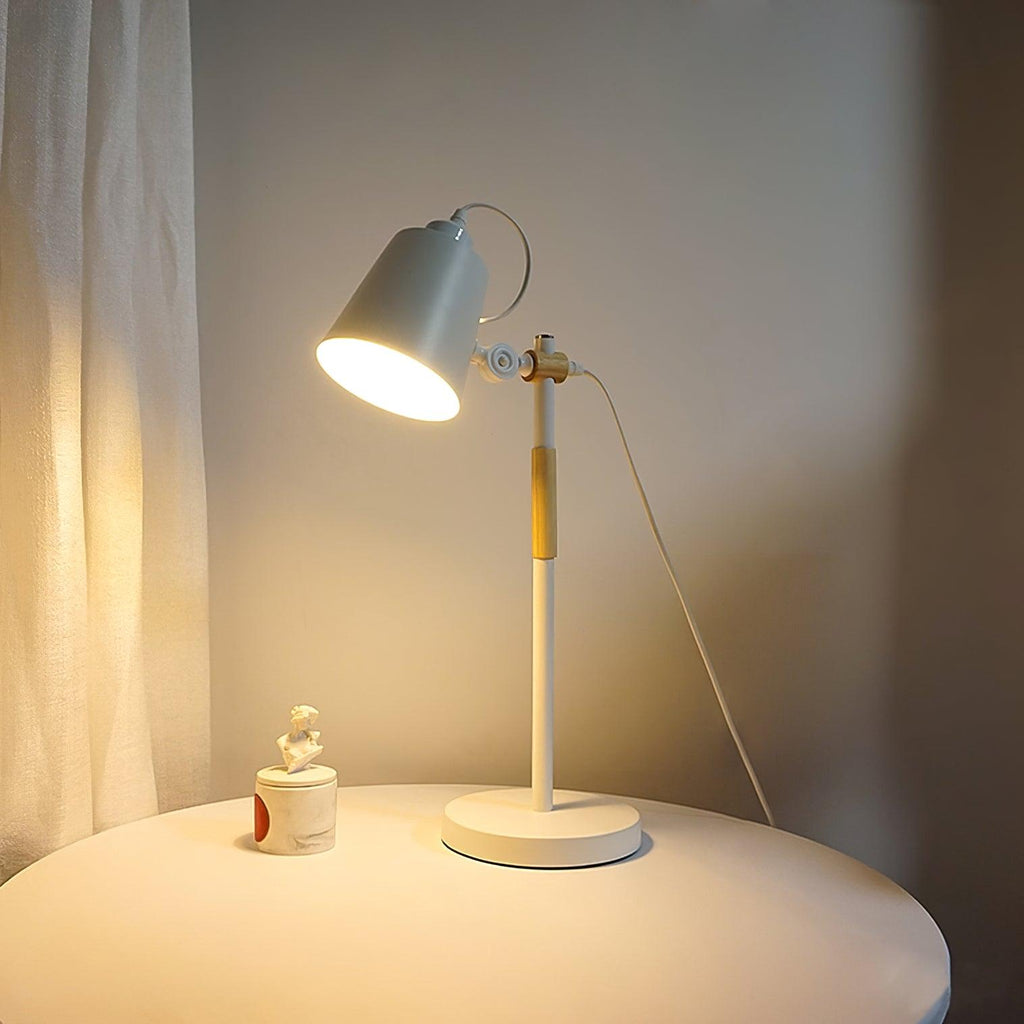 Scandinavian white desk lamp with wood accent by BROKLEN – view 9
