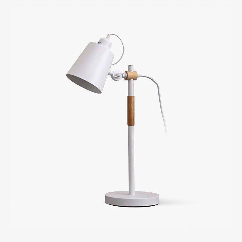 Scandinavian white desk lamp with wood accent by BROKLEN – view 25