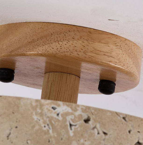 Round travertine LED ceiling light – Japandi flush mount by BROKLEN – view 6