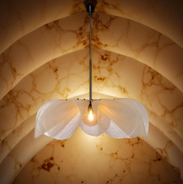 Nordic flower fabric pendant light in cream by BROKLEN – view 5