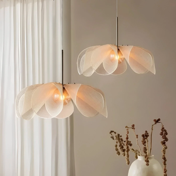 Nordic flower fabric pendant light in cream by BROKLEN – view 4
