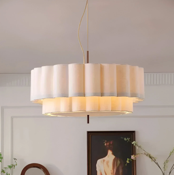 Boho ripple pendant light – white layered sculptural ceiling light 55cm by BROKLEN – view 4