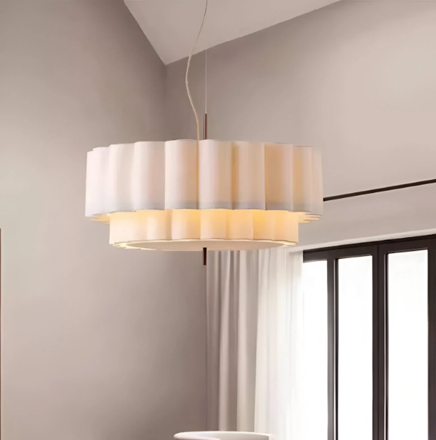Boho ripple pendant light – white layered sculptural ceiling light 55cm by BROKLEN – view 6