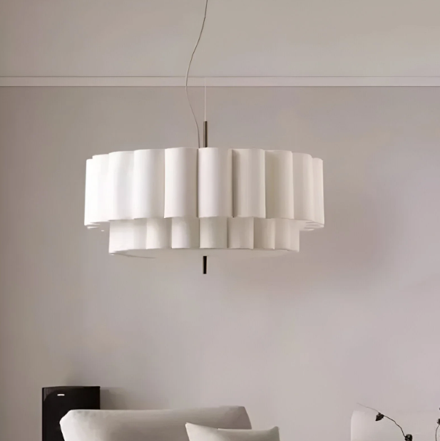 Boho ripple pendant light – white layered sculptural ceiling light 55cm by BROKLEN – view 3