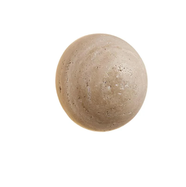 Round travertine wall light with pull-cord switch option by BROKLEN
