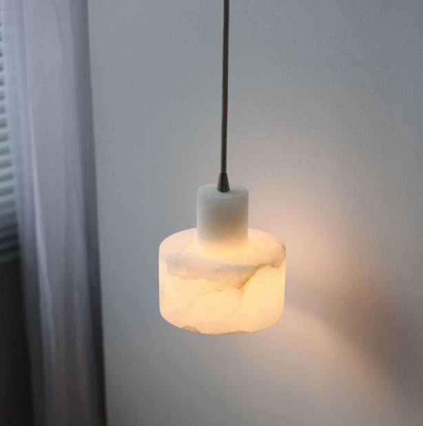 Nordic cylindrical alabaster pendant light by BROKLEN – view 8