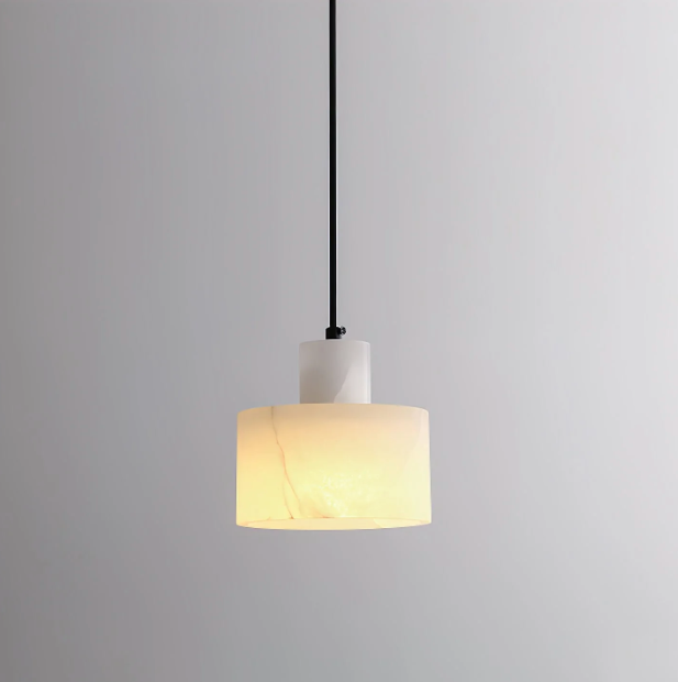 Nordic cylindrical alabaster pendant light by BROKLEN – view 5