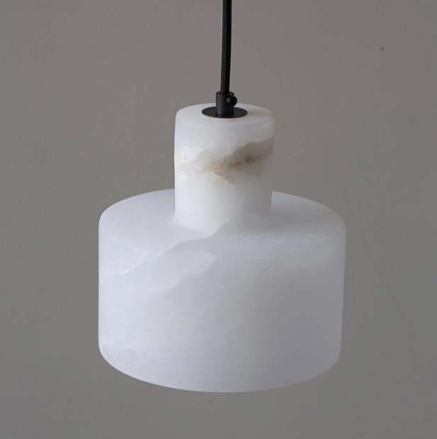 Nordic cylindrical alabaster pendant light by BROKLEN – view 10