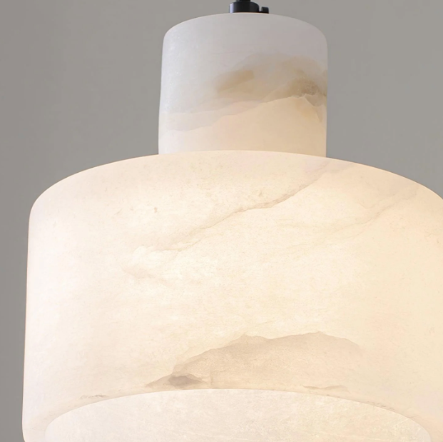 Nordic cylindrical alabaster pendant light by BROKLEN – view 2
