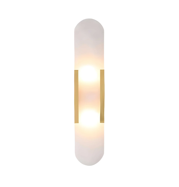 Nordic alabaster wall light with gold and black finish by BROKLEN