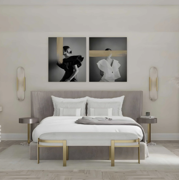 Nordic alabaster wall light with gold and black finish by BROKLEN – view 9
